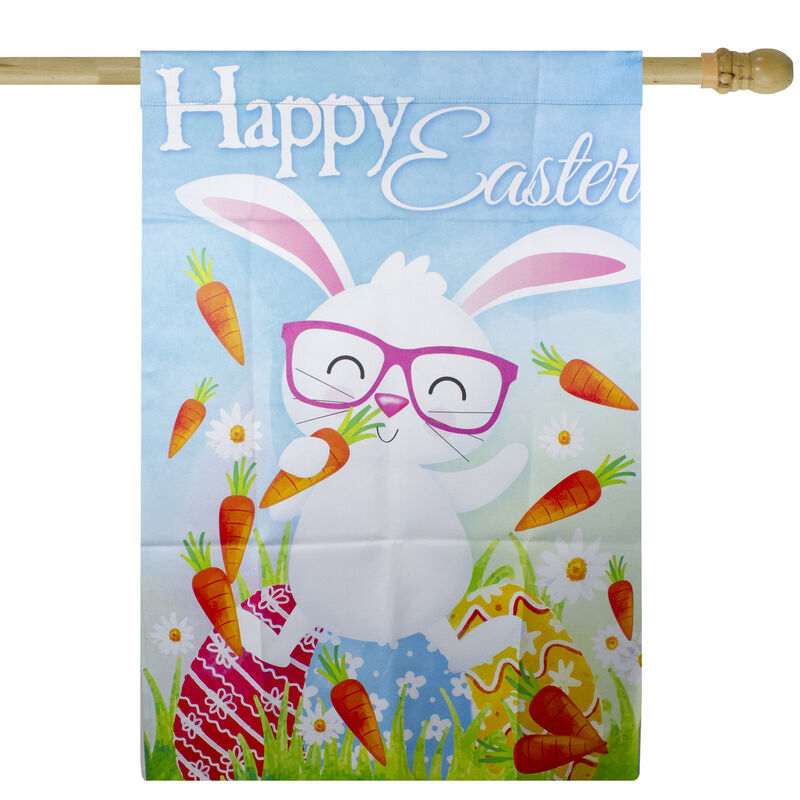 Happy Easter Bunny with Carrots Outdoor House Flag 28" x 40" image number 1