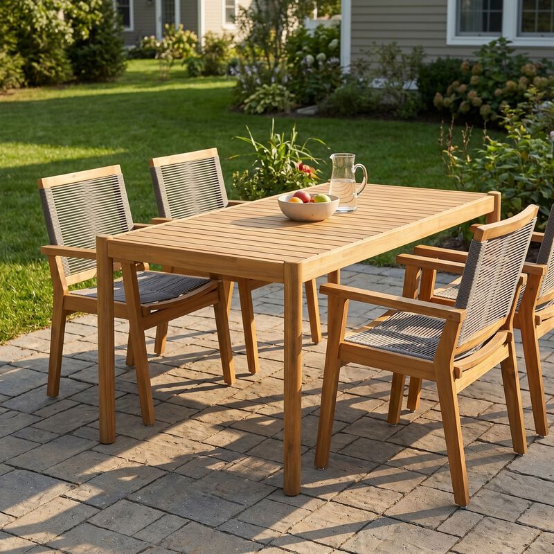 Kekges Outdoor Acacia Wood Dining Set image number 3
