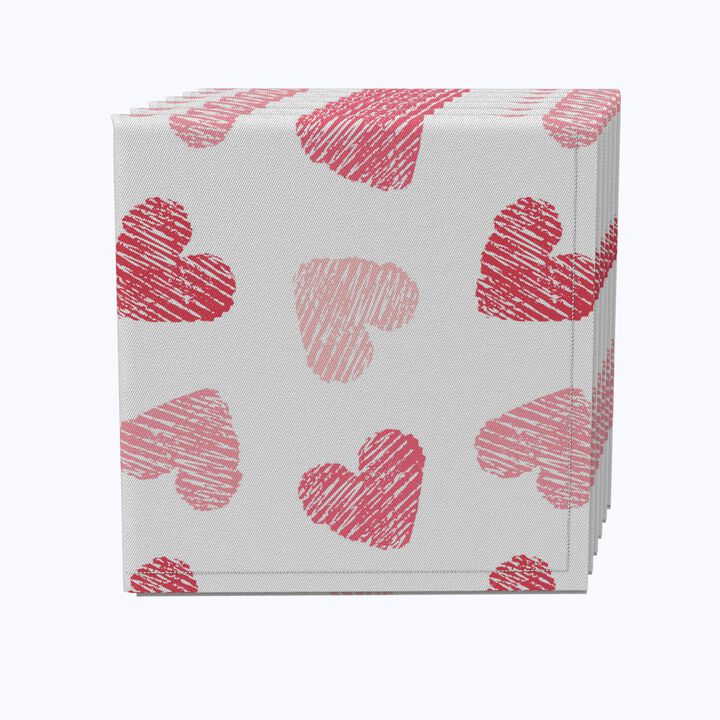 Fabric Textile Products, Inc. Napkin Set of 4, 100% Cotton, Valentine's Shaded Hearts