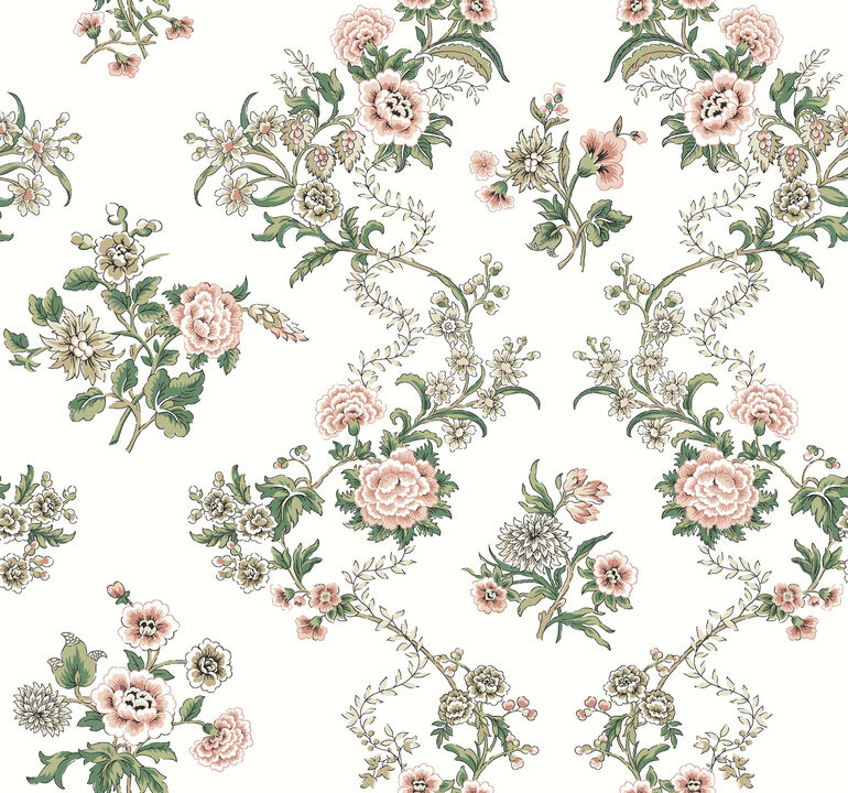 Genevieve Blush Floral Trail Wallpaper