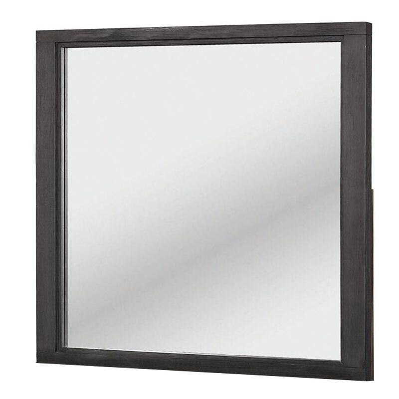 40 Inch Transitional Style Wooden Frame Mirror, Dark Gray - Benzara