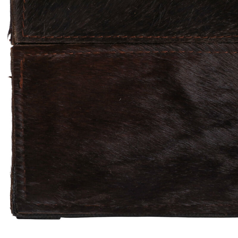 S/2 9/12" Hair On Hide Patchwork Boxes, Ivory/brow image number 5