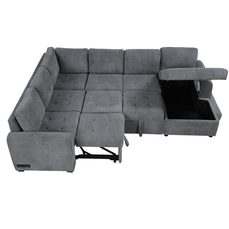 Merax U-shaped Sofa Sectional Sofa with A Storage Chaise Lounge image number 0