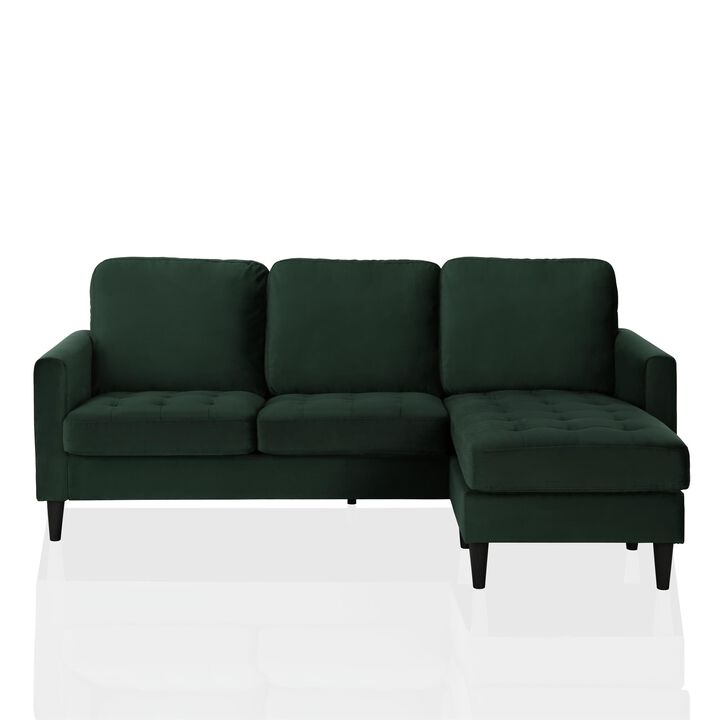 CosmoLiving Strummer Reversible Sectional Sofa Couch, Ivory Velvet