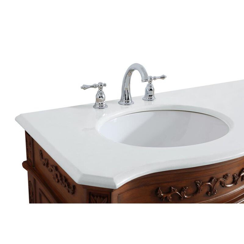 Elegant Kitchen and Bath 72 inch Double Bathroom vanity in Teak with ivory white engineered marble image number 4