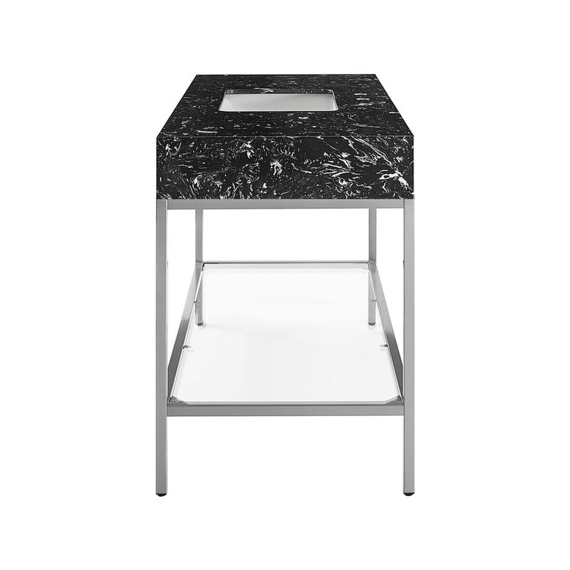 Meridian Furniture Marmo Black Engineered Marble Bathroom Vanity