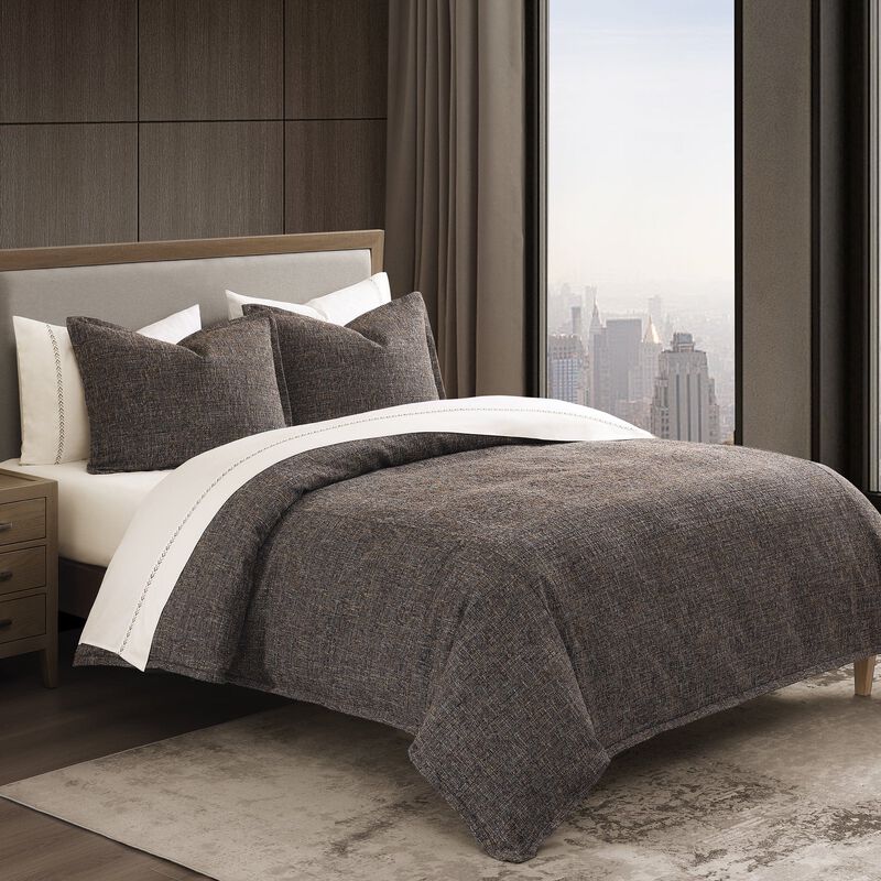 Tweed Brown King Duvet Cover Set image number 1