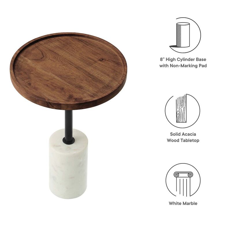 Amina Round Acacia Wood Side Table image number 1