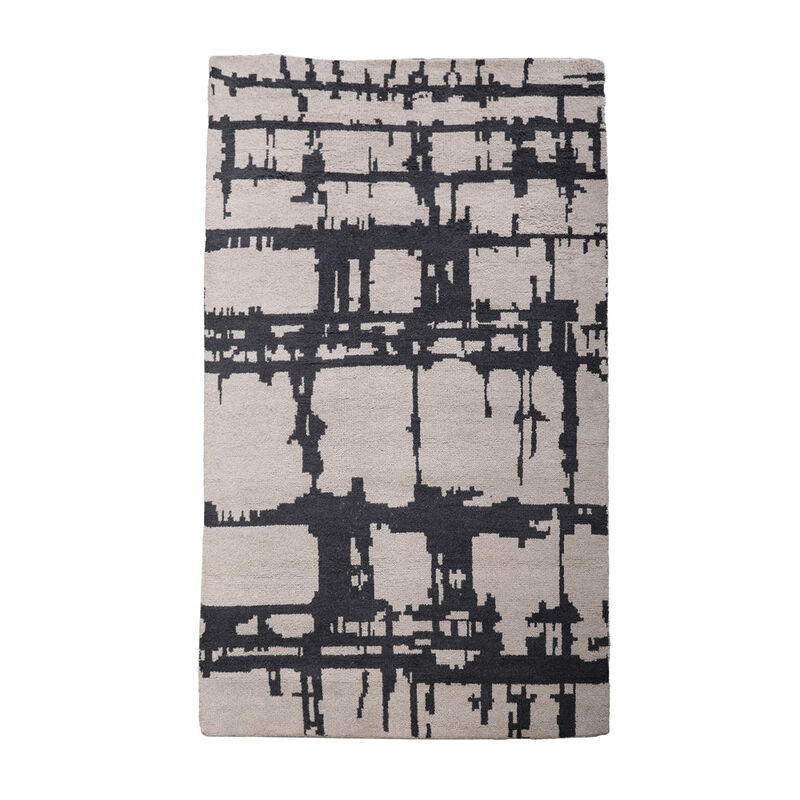 HAND KNOTTED WOOL Contemporary AREA RUGS  - Rectangle Shape, Contemporary Modern, Medium Pile Handmade Area Rugs for Living Room, Bed Room (N00065) image number 0