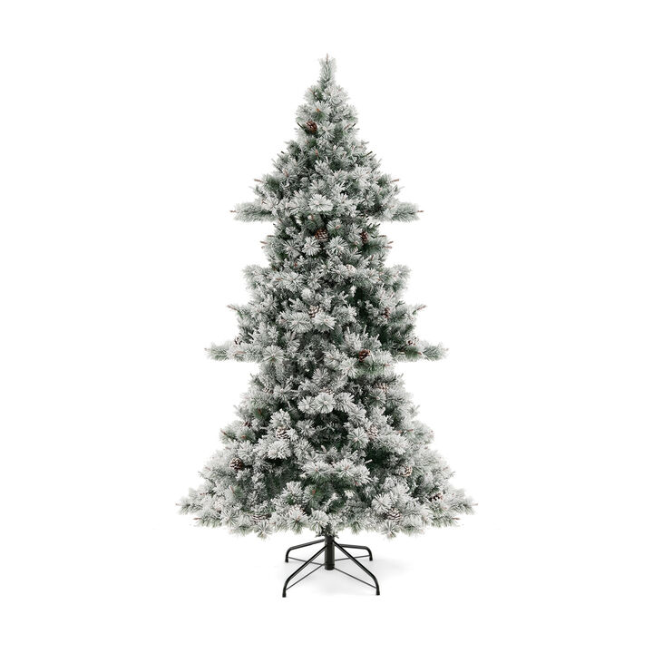 7 Feet Flocked Christmas Tree with Pine Needles