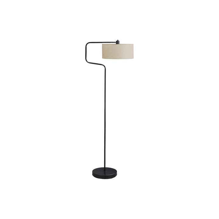 Lighting, 61"H, Floor Lamp, Black Metal, Beige Shade, Contemporary, Modern