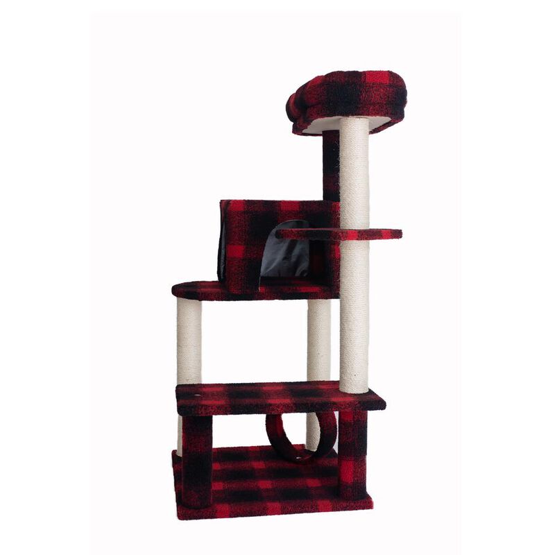 Armarkat 50-Inch Classic Real Wood Cat Tree With Veranda, Bench, Mini Perch
