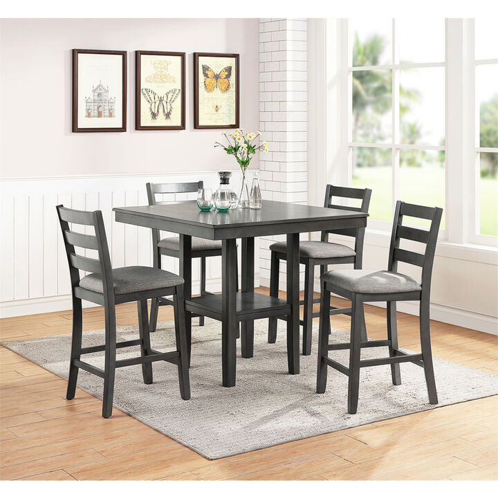 5 Piece Counter Height Dining Set in Grey