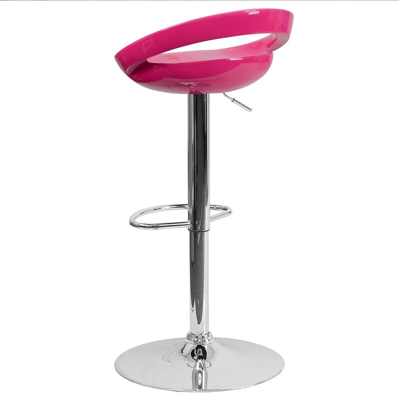 Flash Furniture Plastic Adjustable Height Barstools, Set of 1, Pink
