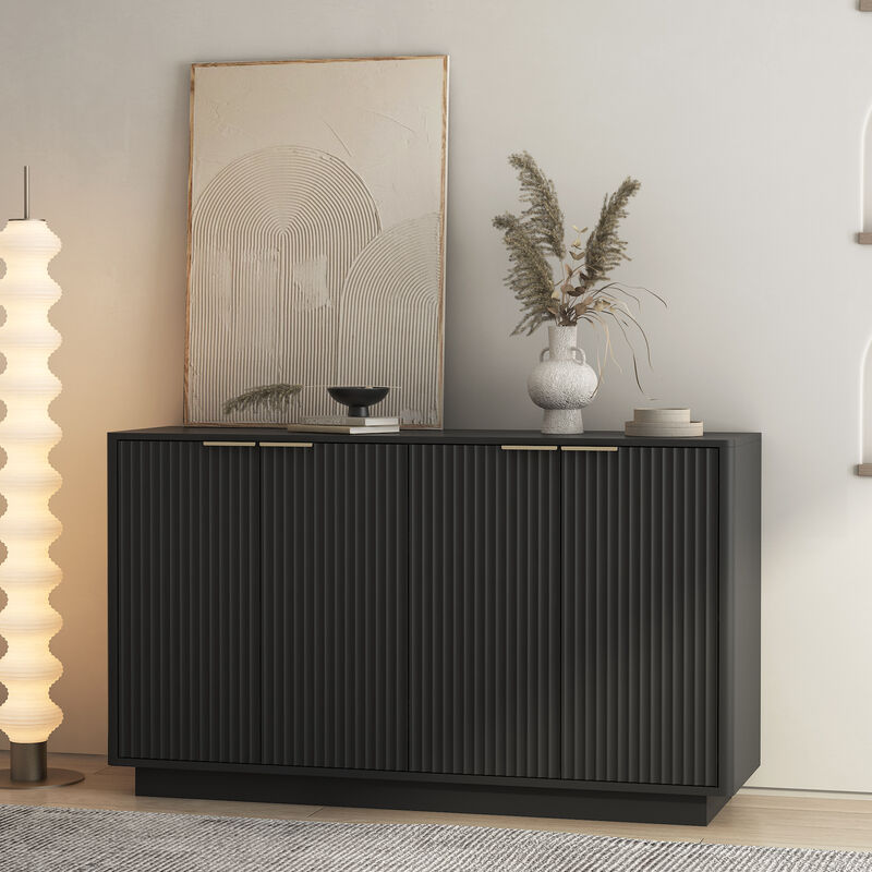 TATEUS Fluted Buffet Sideboard with Storage, Modern Large Adjustable Shelves Credenza Accent image number 1