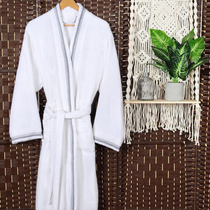 Embroidered Turkish Cotton Terry Kimono Robe for Men and Women