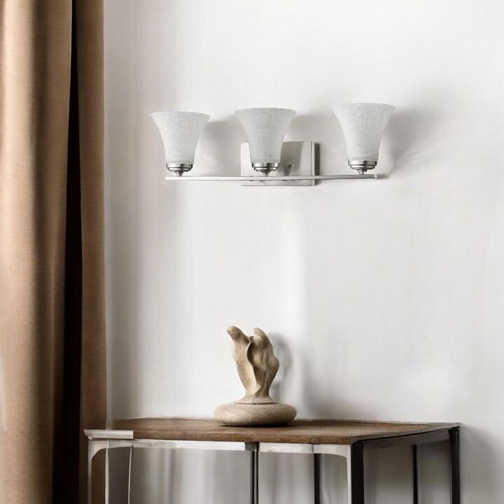 Hivvago Three Light Silver Wall Light with Tapered Glass Shade