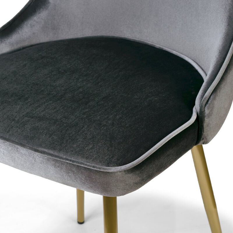 Glamour Home Set of 2 Alpha Sandy Brown Velvet Chair with Brushed Golden Steel Legs