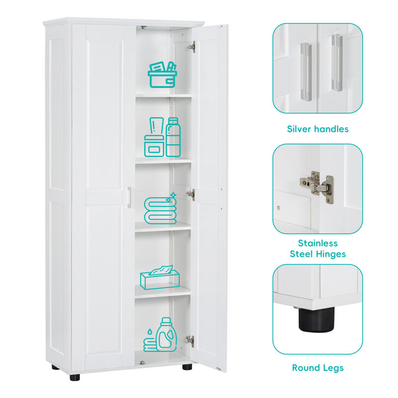 White Storage Cabinet with Two Doors for Bathroom