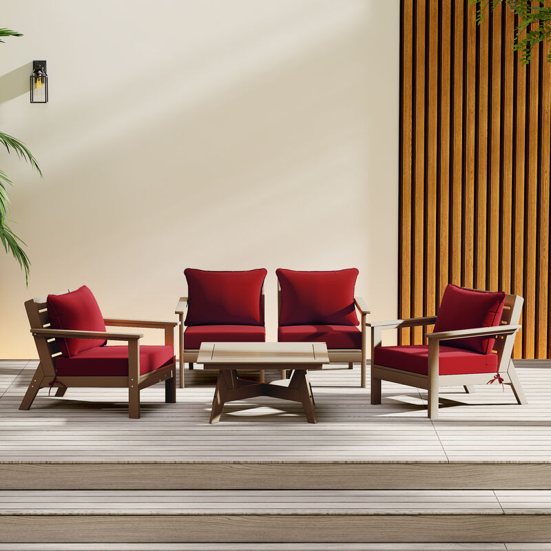 WestinTrends Outdoor 5-Piece Modular Sectional Patio Furniture Sofa Set