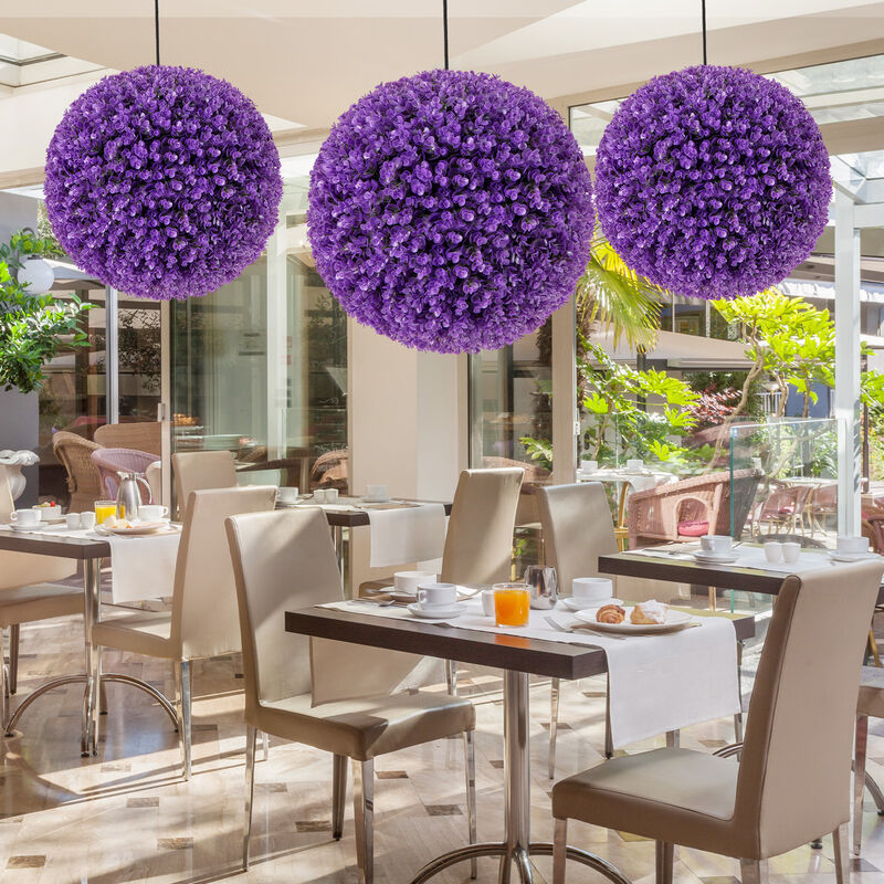 17.5" Faux Purple Eucalyptus Decorative Balls with 7-Layer Leaves for Backyard, Porch, Garden, and Wedding