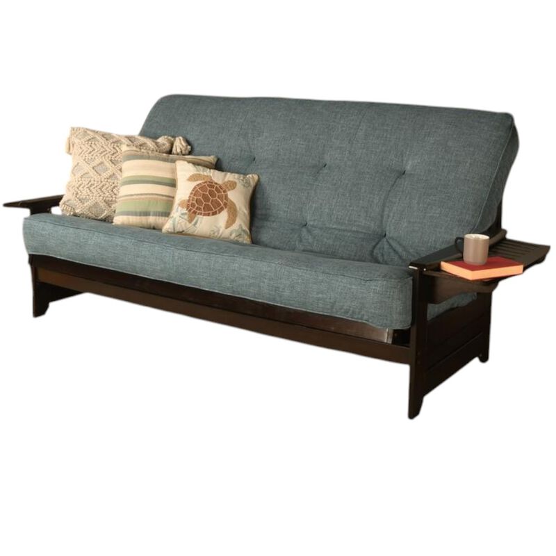 Phoenix Frame Queen-Espresso Finish-Linen Aqua Mattress