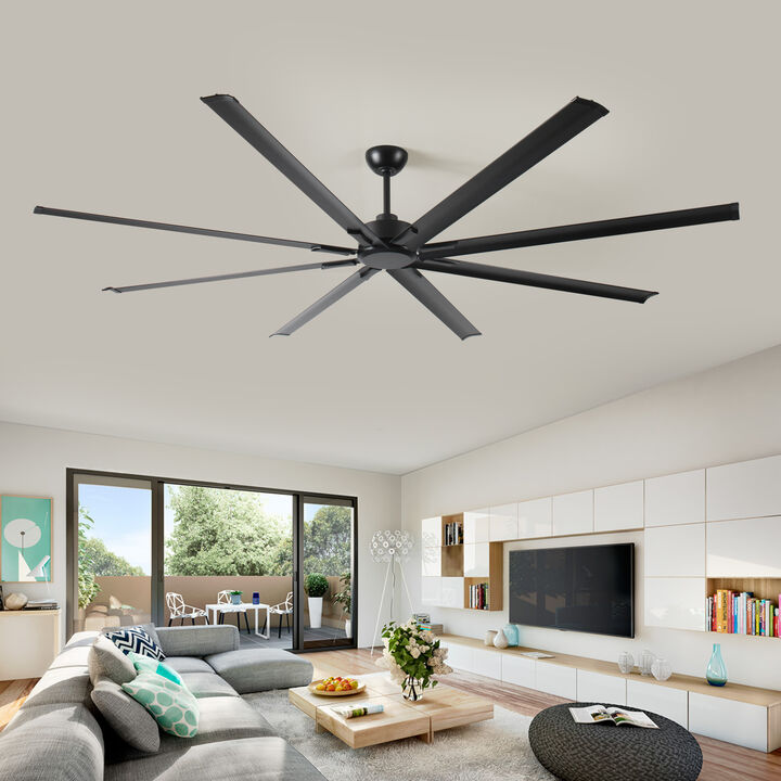 ELEMENT ACE 96 Inch Large Industrial DC Motor Ceiling Fan with 8 Reversible Blades, Remote Control for Home Porch Garage Shop and Commercial Space Use