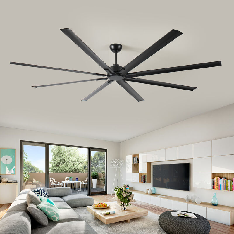 ELEMENT ACE 96 Inch Large Industrial DC Motor Ceiling Fan with 8 Reversible Blades, Remote Control for Home Porch Garage Shop and Commercial Space Use image number 1