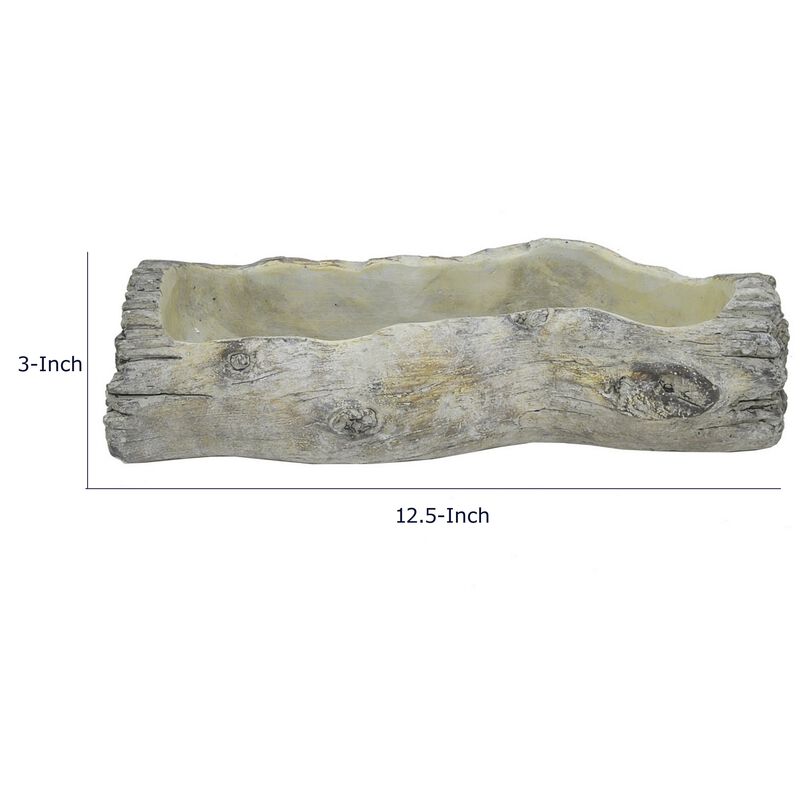 Decorative Faux Log Planter, Driftwood Style Terracotta, 13 Inch Gray image number 7