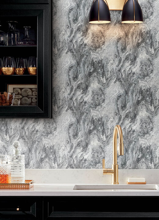Star Charcoal Marble Wallpaper (Set of 2)