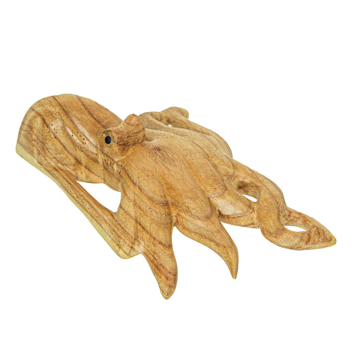 8 Inch Wood Octopus Hand Carved Nautical Sculpture Sea Life Home Decor Ocean Art