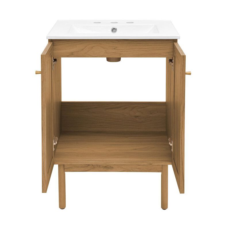24" Freestanding Bathroom Vanity with 3-Hole Centerset Sink Top image number 4
