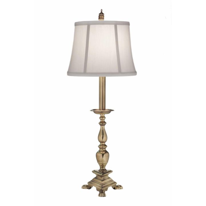 Stiffel  28 in. Burnished Brass Buffet Lamp with  Shadow Shade