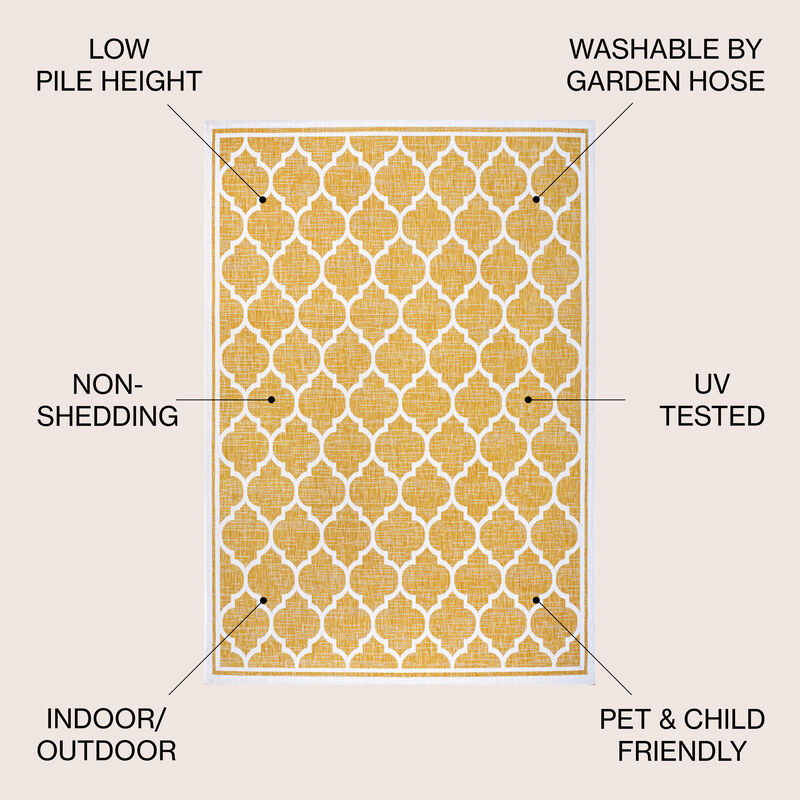 Trebol Moroccan Trellis Textured Weave Indoor/Outdoor Area Rug