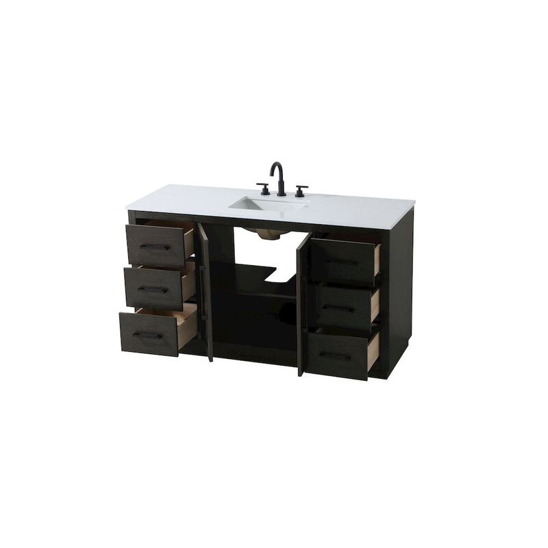 Elegant Kitchen and Bath 60 inch Single Bathroom Vanity in Chocolate Oak