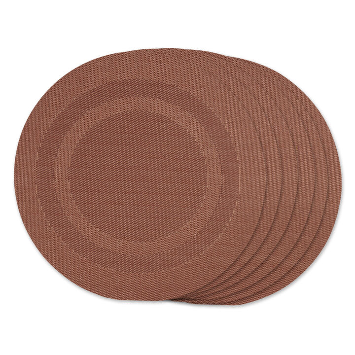 Set of 6 Cinnamon Red Double Frame Round Outdoor Placemats 13.75"