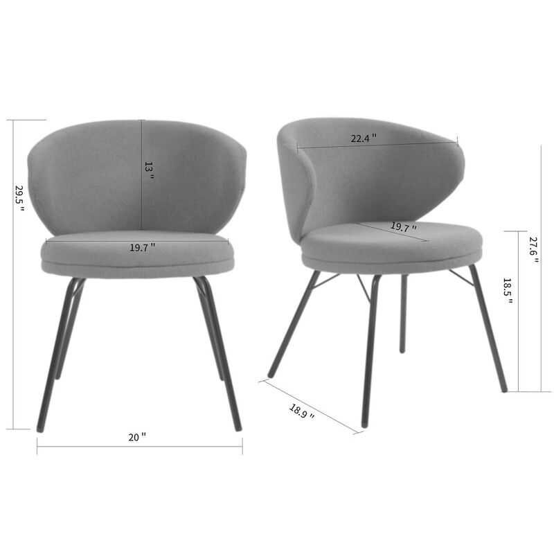 Glamour Home Set of 2 Barclay Brown Fabric Dining Chair with Black Iron Legs