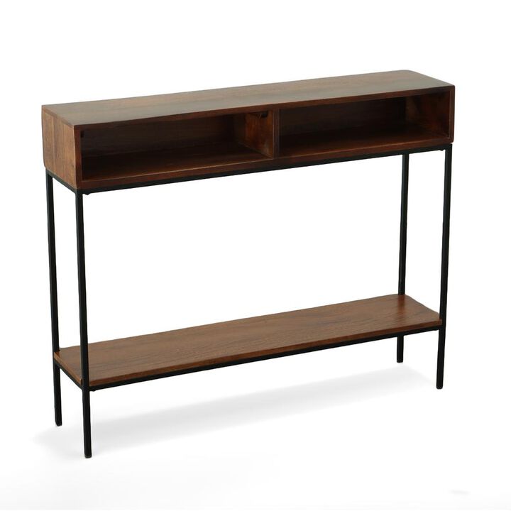 Carolina Living Edvin Console Table - Chestnut/Black