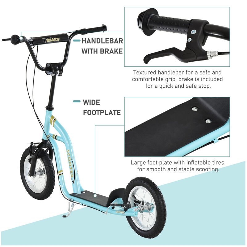 BreeBe Youth Scooter Front and Rear Caliper Dual Brakes 12-Inch Inflatable Front Wheel Ride On Toy image number 4