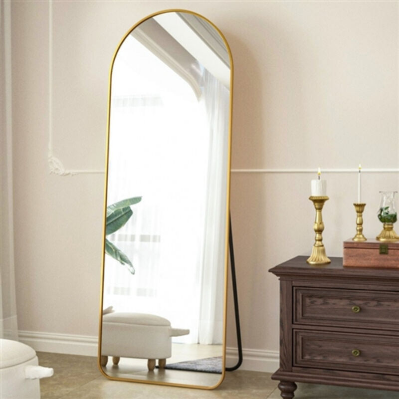 Large Full Length Rounded Leaning Wall or Hanging Mirror.