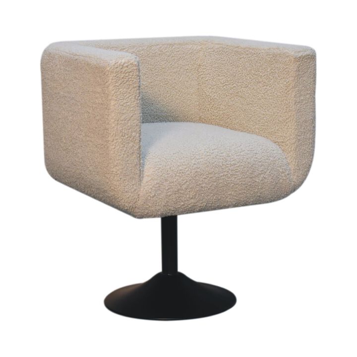 Artisan Furniture Cream Boucle Black Base Swivel Arm Chair