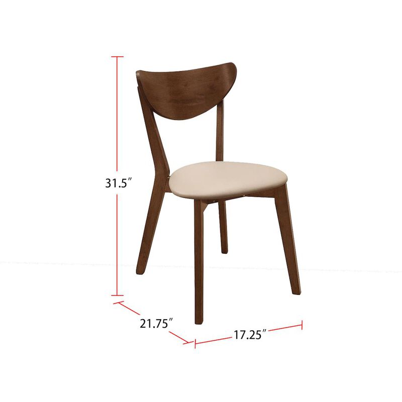 Simple Relax Set of 2 Dining Side Chairs in Beige and Chesnut image number 3
