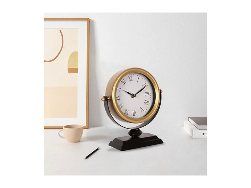 Vintage Gold Retro Desk Mantel Table Wall Clock Battery Operated image number 2