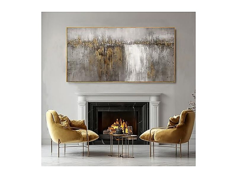 White Gold Walls Abstract Framed Poster 24 X 48 Inch Canvas Wall Art Bedroom image number 2