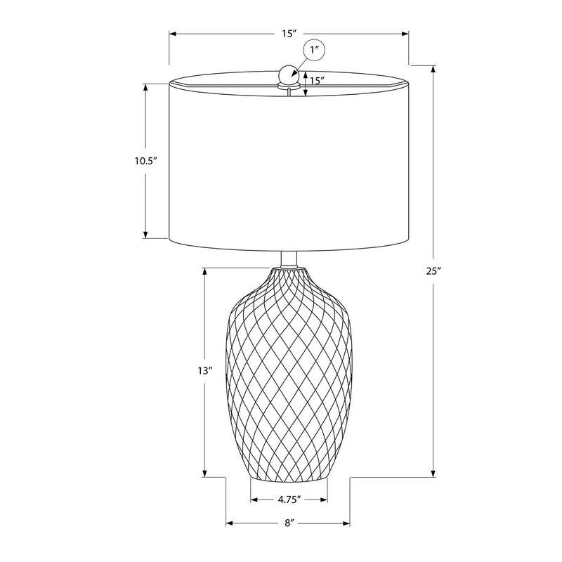 Monarch Specialties I 9707 - Lighting, 25"H, Table Lamp, Cream Ceramic, Ivory / Cream Shade, Transitional