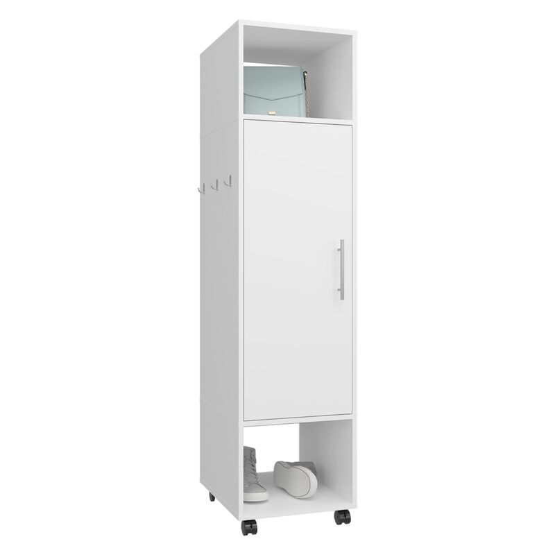 Ambler Armoire 62.9"H, with 1 Door, 3 Shelves, and Full-Length Mirror, White
