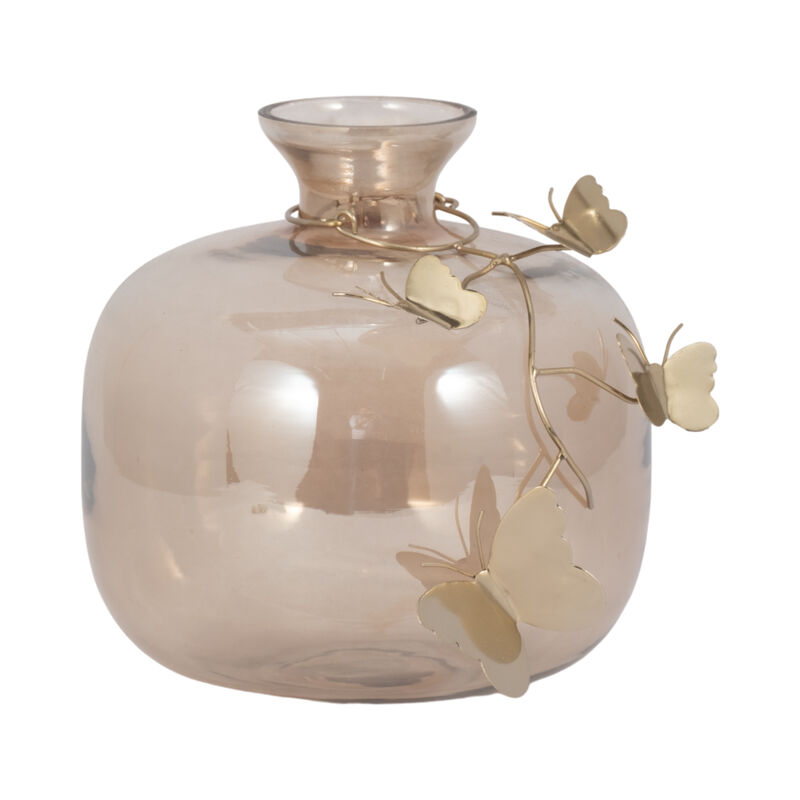 Glass Vase W/Butterfly Garland image number 2