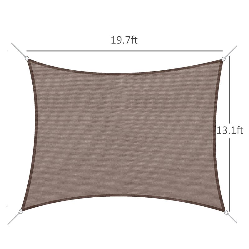 Brown Sun Shield: 20'x13' Rectangle Outdoor Shade Sail with D-Rings