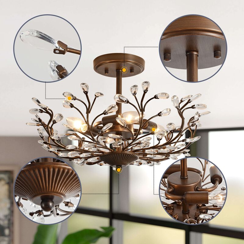Freya 4-light Crystal Beaded 9-Branch Semi-Flush Mount image number 6