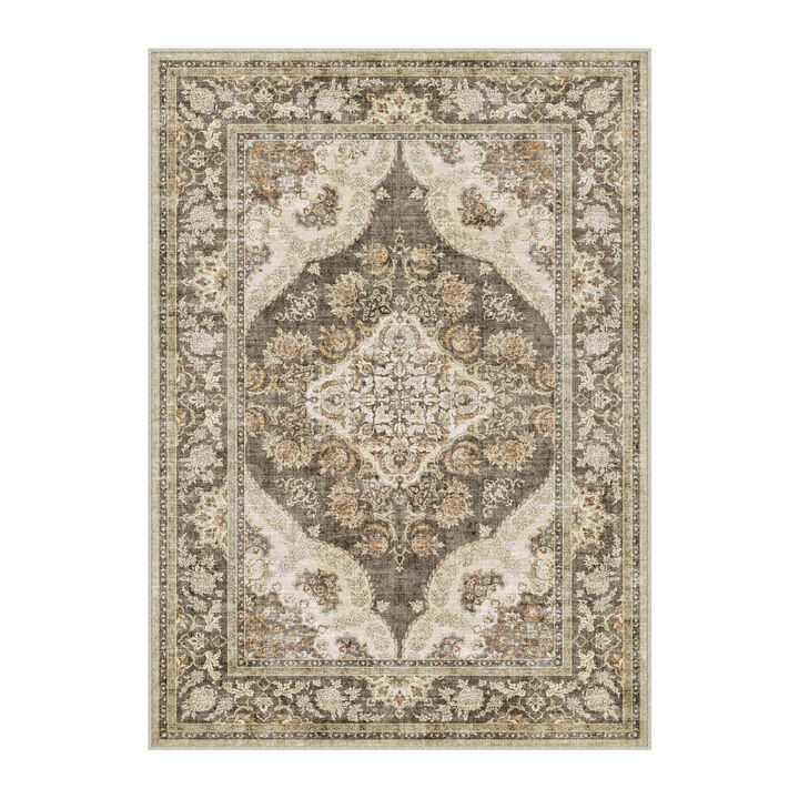 HomeRoots Medallion Washable Area Rug